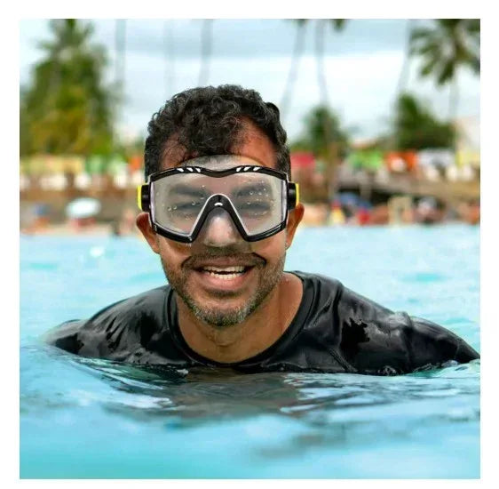 Dolfino Latex Free Adult Swim Mask, Black/Yellow, Ages 12+