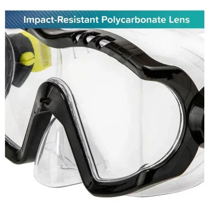 Dolfino Latex Free Adult Swim Mask, Black/Yellow, Ages 12+