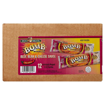 Don Miguel Beef, Bean and Cheese Bomb Burritos, 12 oz, 12-count