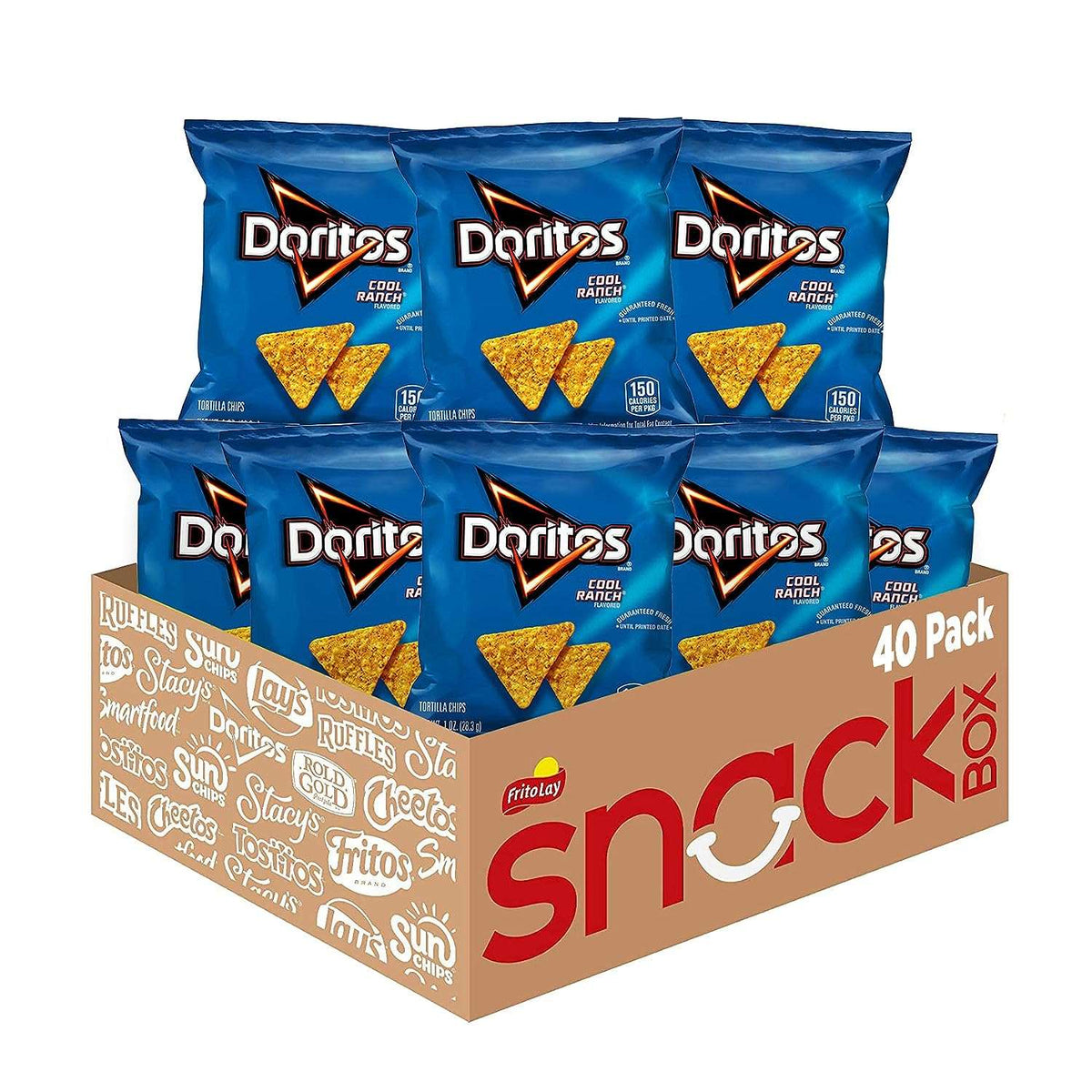 (Pack of 2) Doritos Cool Ranch Flavored Tortilla Chips Snacks Multipack, 1 oz Bags, 40 Count