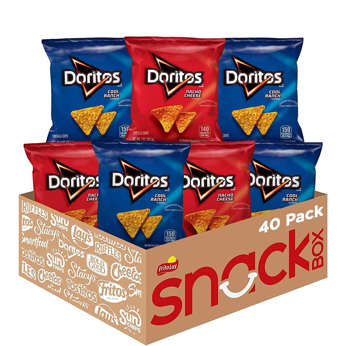 (Pack of 2) Doritos Cool Ranch Flavored Tortilla Chips Snacks Multipack, 1 oz Bags, 40 Count