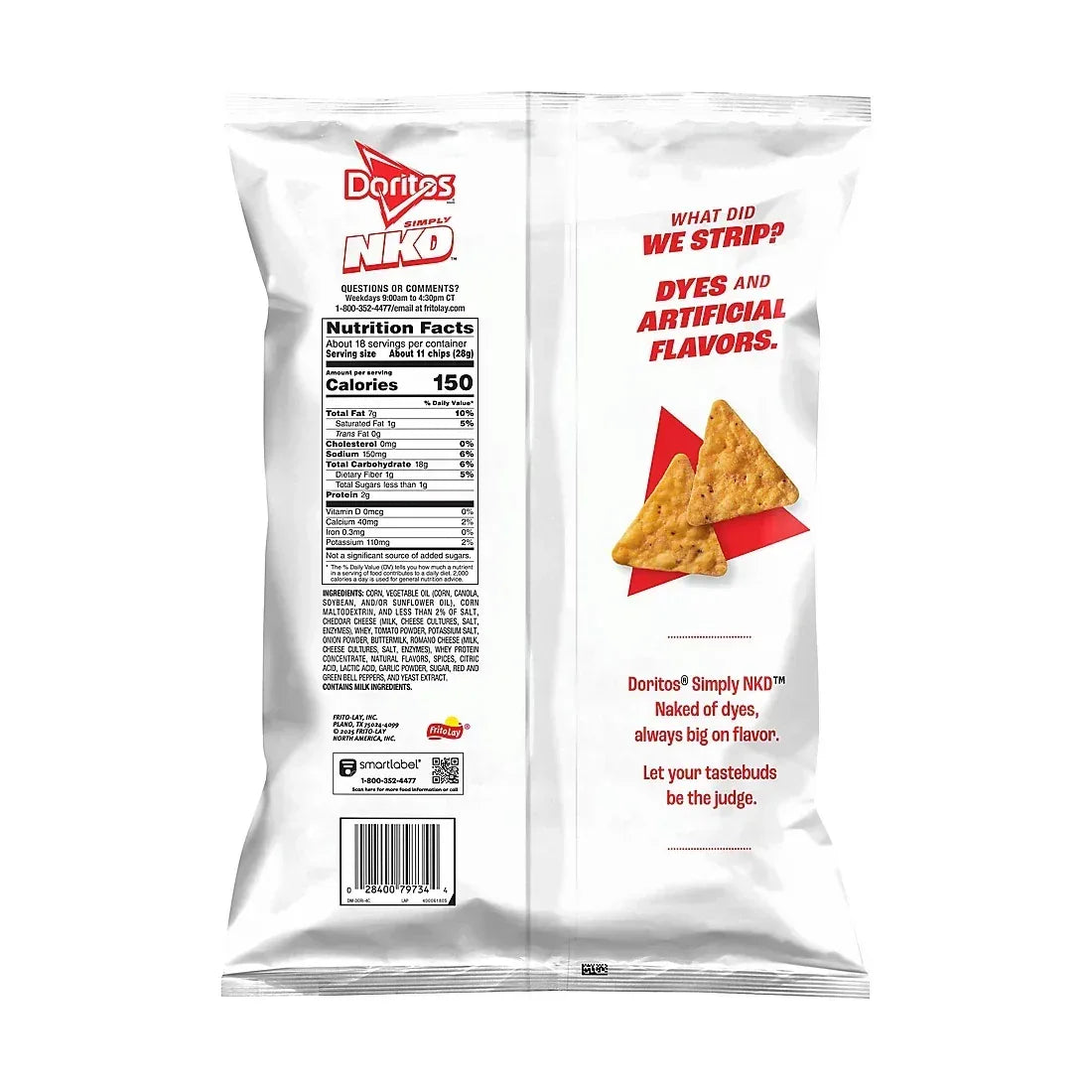 Doritos Simply Naked Nacho Cheese Flavored Tortilla Chips, 18.375 oz.