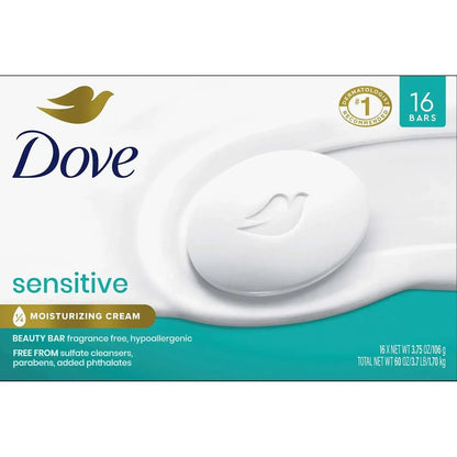 Dove Beauty Bar Soap, Sensitive Skin, 3.75 oz., 16 ct.