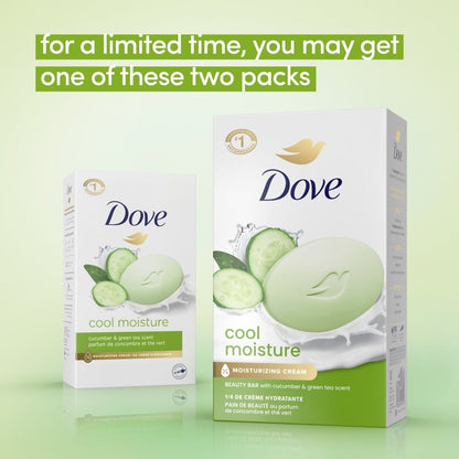 Dove Beauty Bar Women's Bath Soap Cool Moisture Cucumber & Green Tea Scent, 3.75 oz 4 Bars