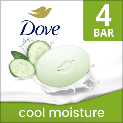 Dove Beauty Bar Women's Bath Soap Cool Moisture Cucumber & Green Tea Scent, 3.75 oz 4 Bars