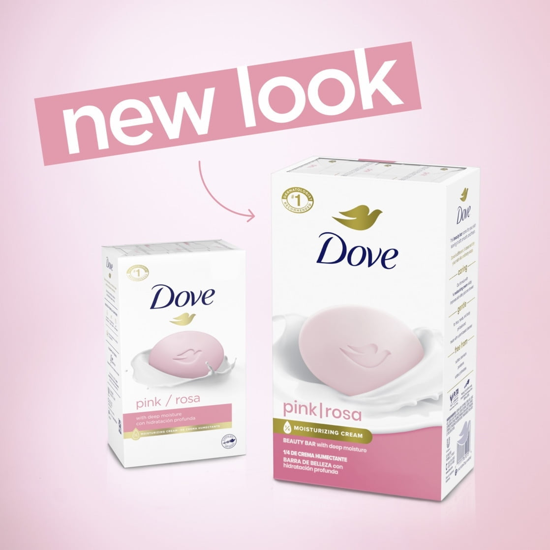 Dove Beauty Bar Women's Bath Soap Gentle Pink Rosa Moisturizing All Skin, 3.75 oz 4 Bars