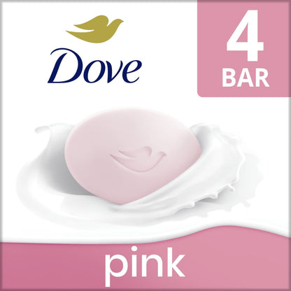 Dove Beauty Bar Women's Bath Soap Gentle Pink Rosa Moisturizing All Skin, 3.75 oz 4 Bars