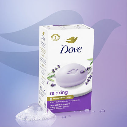 Dove Beauty Bar Women's Beauty Bar Women's Bath Soap Relaxing Lavender Oil & Chamomile, 3.75 oz 8 Bars