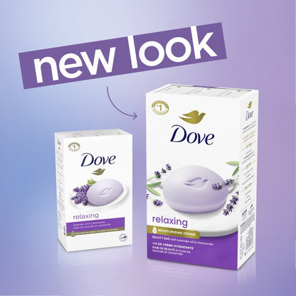 Dove Beauty Bar Women's Beauty Bar Women's Bath Soap Relaxing Lavender Oil & Chamomile, 3.75 oz 8 Bars