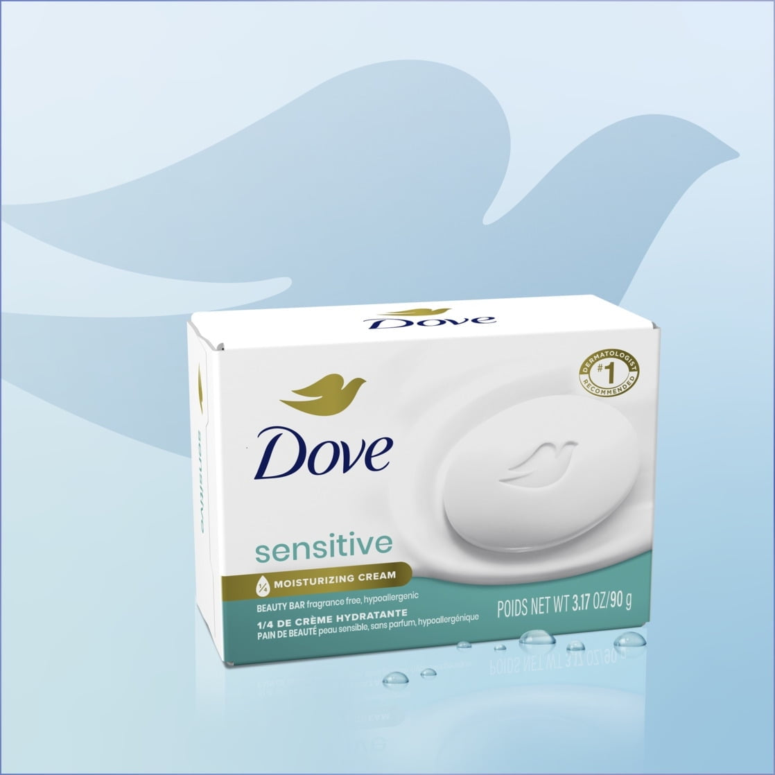 Dove Beauty Bar Women's Bath Soap Sensitive, 3.75 oz 8 Bars