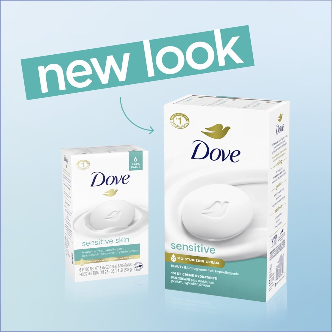 Dove Beauty Bar Women's Bath Soap Sensitive, 3.75 oz 8 Bars