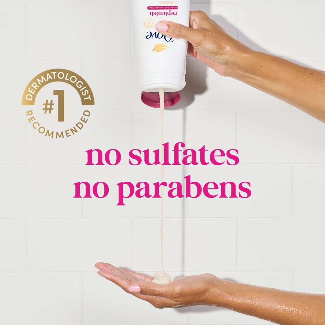 Dove Body Wash for 24hr Lotion-Soft Skin Replenish Dragon Fruit and Coconut Cream Moisturizing Skin Cleanser with No Sulfates No Parabens, 30.6 fl oz