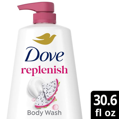 Dove Body Wash for 24hr Lotion-Soft Skin Replenish Dragon Fruit and Coconut Cream Moisturizing Skin Cleanser with No Sulfates No Parabens, 30.6 fl oz