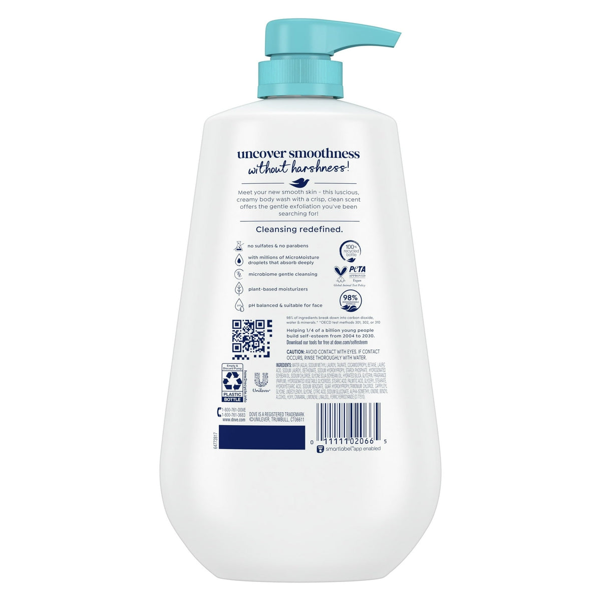 Dove Body Wash for Women Gentle Exfoliating with Sea Minerals All Skin, 30.6 oz with Pump