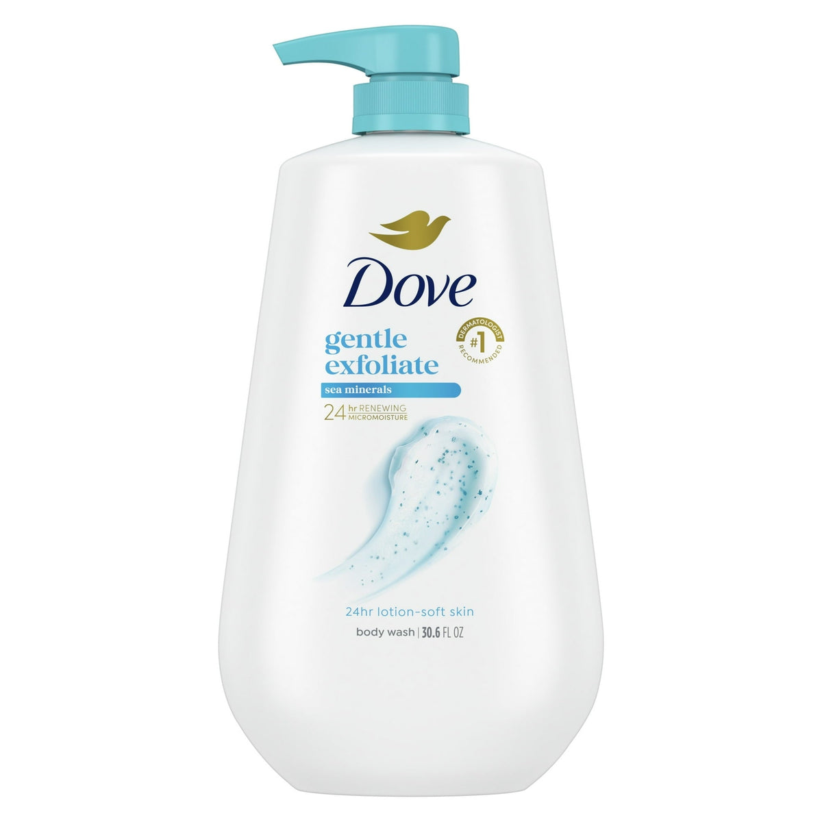 Dove Body Wash for Women Gentle Exfoliating with Sea Minerals All Skin, 30.6 oz with Pump