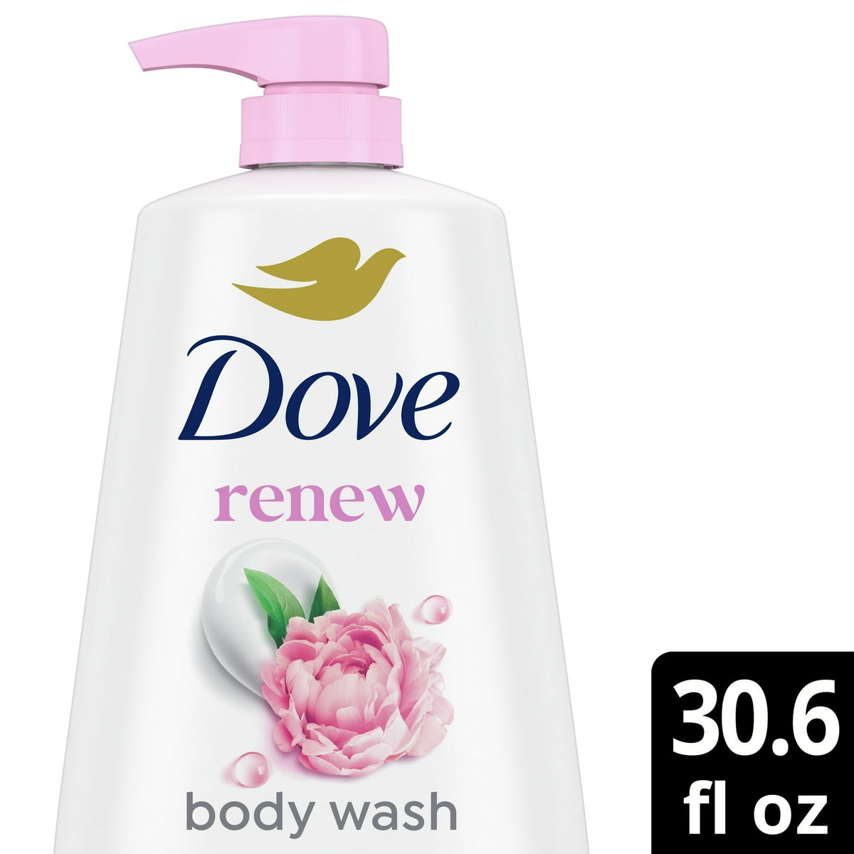 Dove Body Wash for Women Moisturizing Renew Peony & Rose Oil Cleanser All Skin, 30.6 oz with Pump