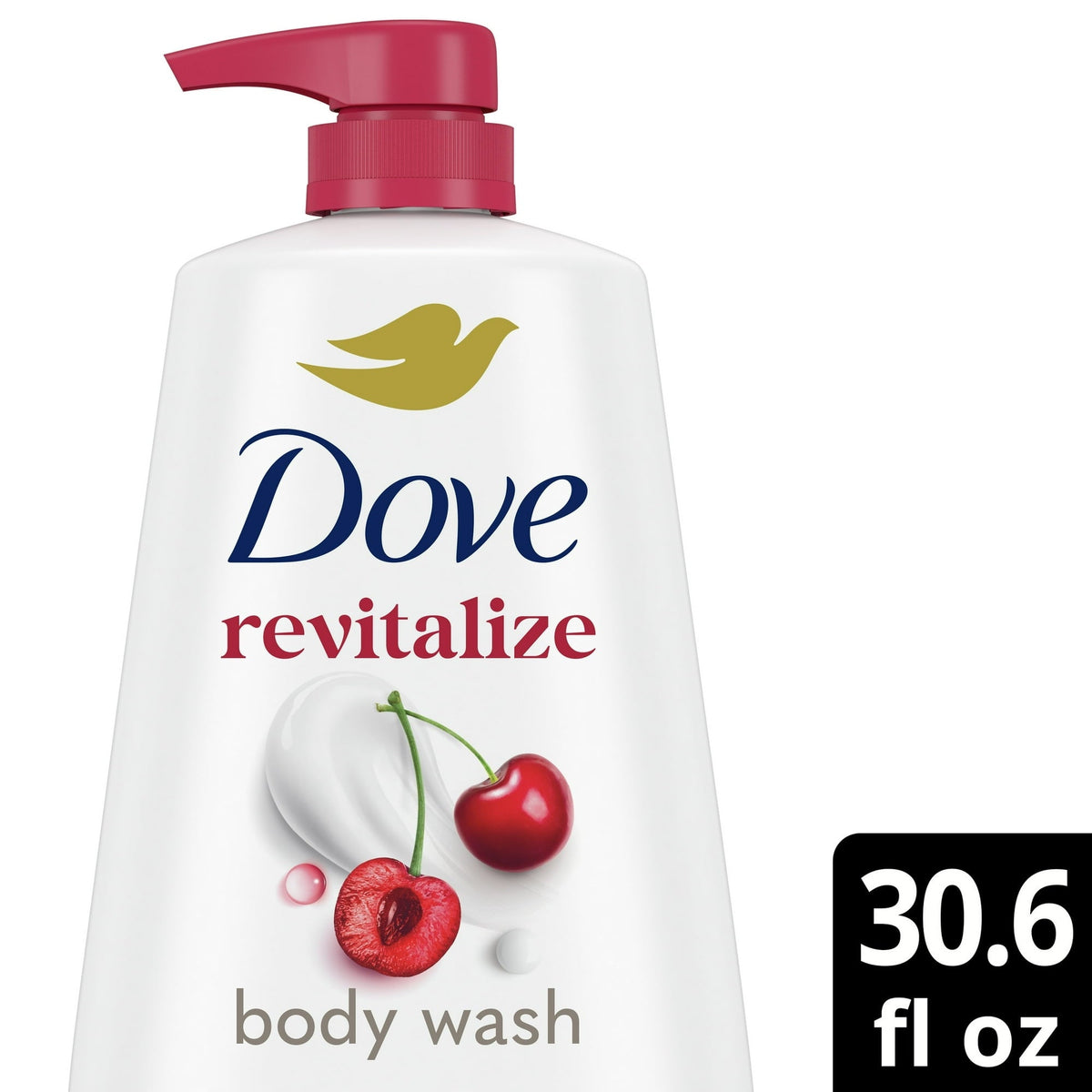 Dove Body Wash for Women Moisturizing Revitalizante Cherry & Chia Milk Cleanser All Skin, 30.6 oz with Pump