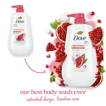 Dove Body Wash for Women Rejuvenating Pomegranate & Hibiscus All Skin, 30.6 oz with Pump