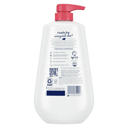 Dove Body Wash for Women Rejuvenating Pomegranate & Hibiscus All Skin, 30.6 oz with Pump