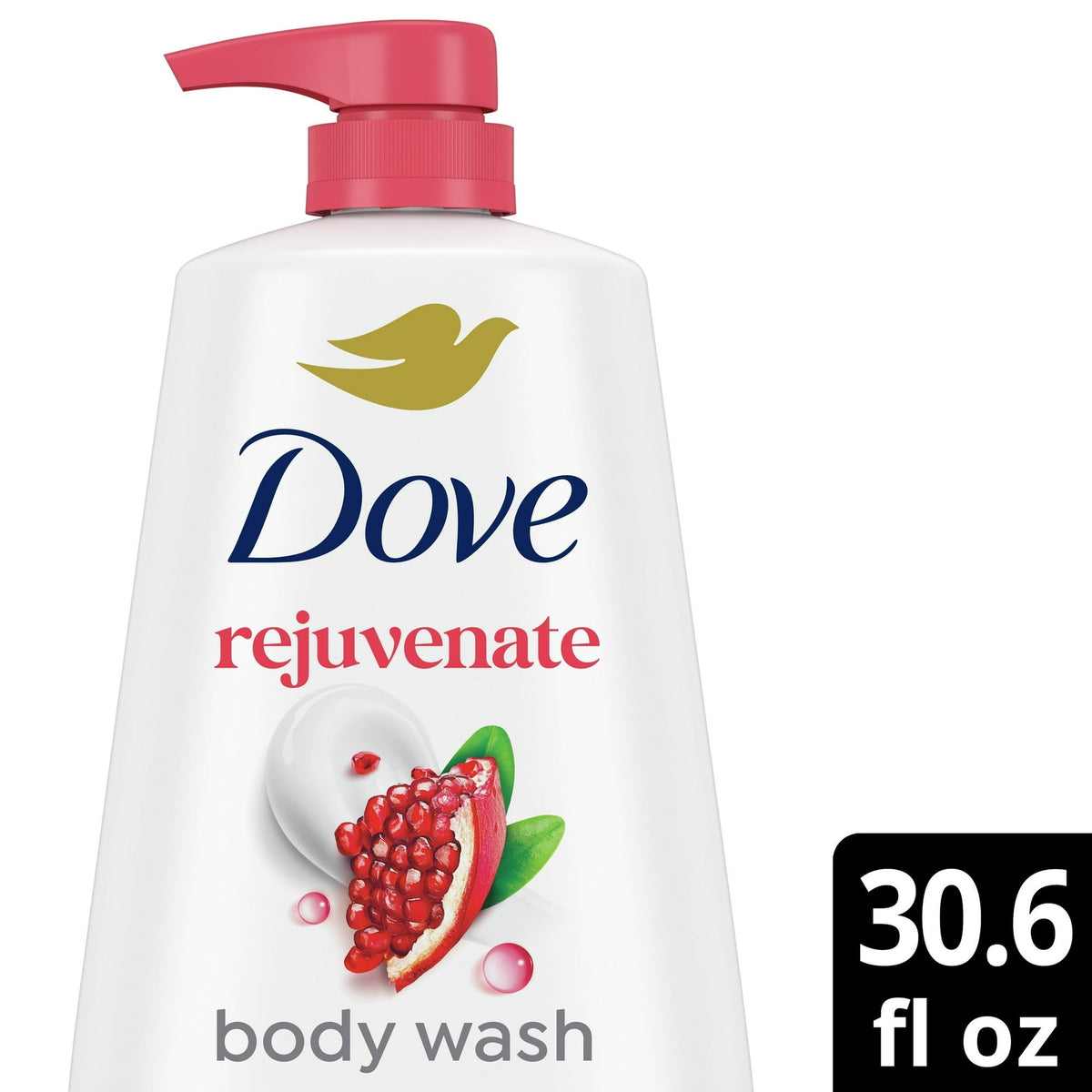 Dove Body Wash for Women Rejuvenating Pomegranate & Hibiscus All Skin, 30.6 oz with Pump