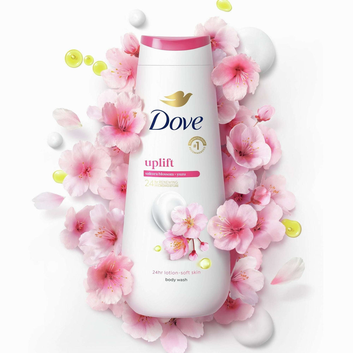 Dove Body Wash for Women Sakura Blossom & Yuzu Moisturizing Skin Cleanser with No Sulfates No Parabens, 20 oz