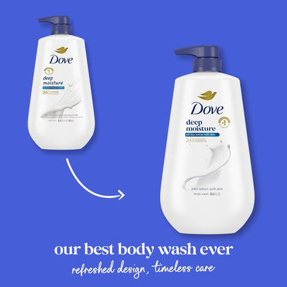 Dove Body Wash with Pump for 24hr Lotion-Soft Skin Deep Moisture Moisturizing Skin Cleanser with No Sulfates No Parabens, 30.6 fl oz