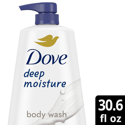 Dove Body Wash with Pump for 24hr Lotion-Soft Skin Deep Moisture Moisturizing Skin Cleanser with No Sulfates No Parabens, 30.6 fl oz
