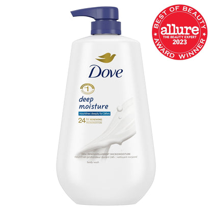 Dove Body Wash with Pump for 24hr Lotion-Soft Skin Deep Moisture Moisturizing Skin Cleanser with No Sulfates No Parabens, 30.6 fl oz