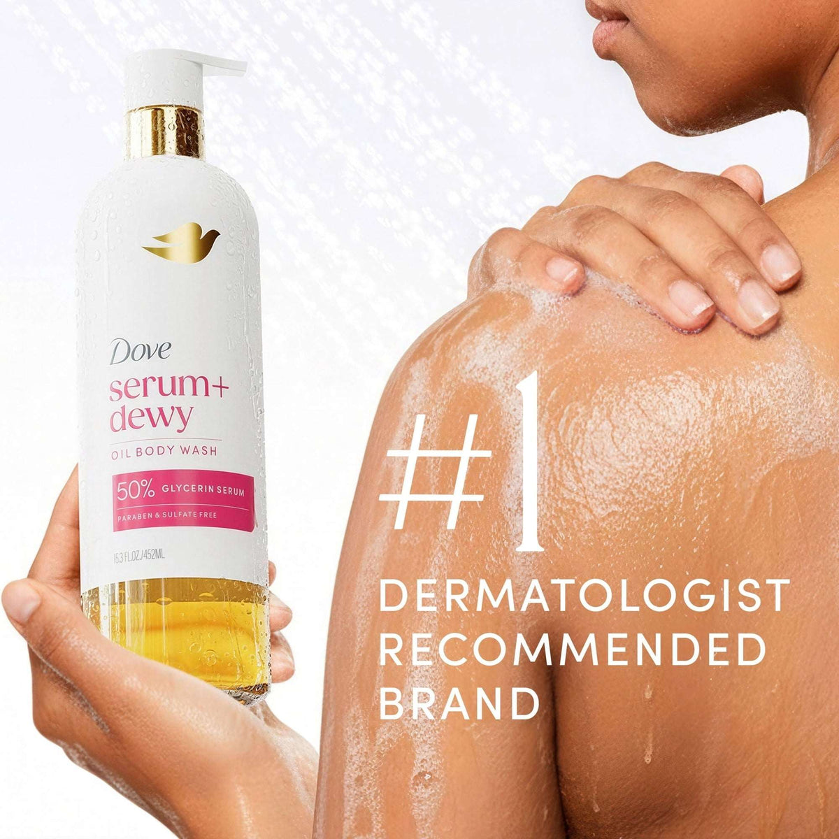 Dove Coconut & Geranium Oil Body Wash for Women Serum + Dewy for Hydrated & Repaired Skin, 15.3 fl oz