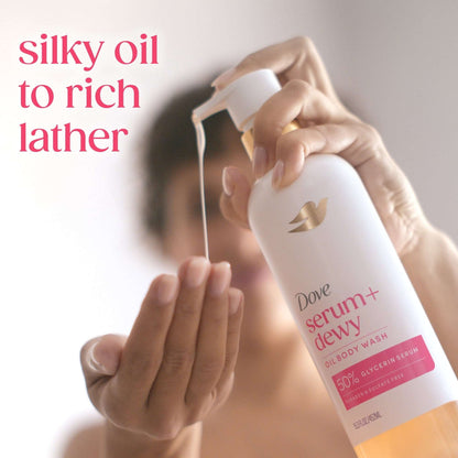 Dove Coconut & Geranium Oil Body Wash for Women Serum + Dewy for Hydrated & Repaired Skin, 15.3 fl oz