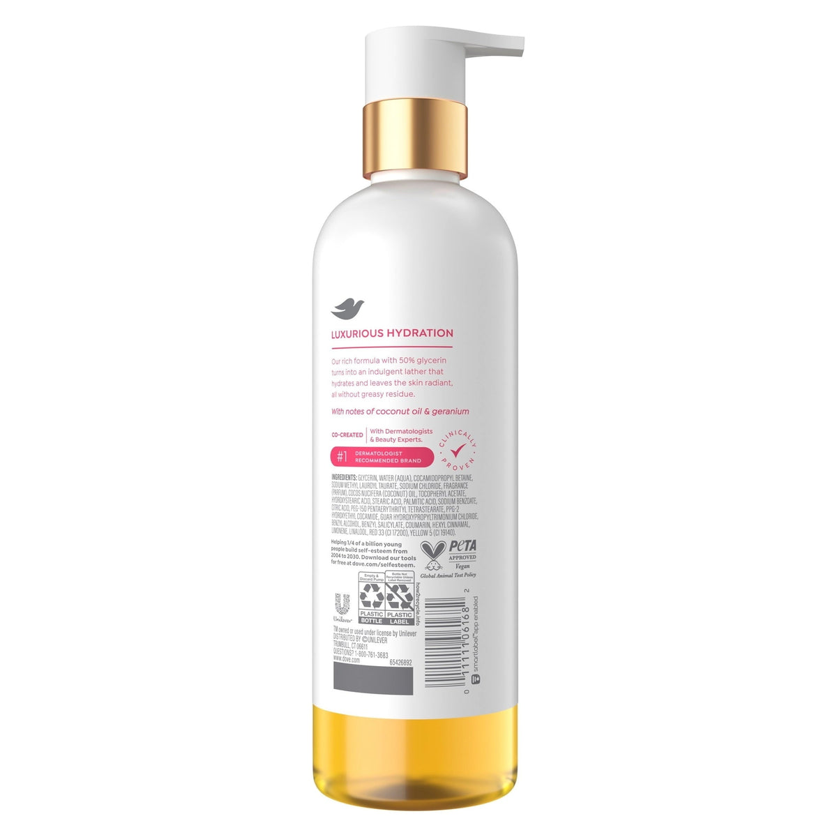 Dove Coconut & Geranium Oil Body Wash for Women Serum + Dewy for Hydrated & Repaired Skin, 15.3 fl oz