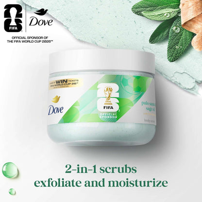 Dove Limited Editon FIFA Body Scrub Palo Santo & Sage Oil For Exfoliated & Hydrated Skin, 15 oz