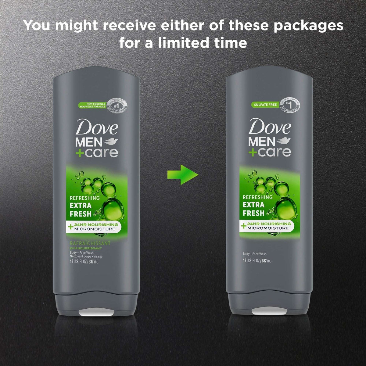 Dove Men Care Body Wash for Men's Skin Care Extra Fresh Effectively Washes Away Bacteria While Nourishing Your Skin, 18 fl oz 2 Count