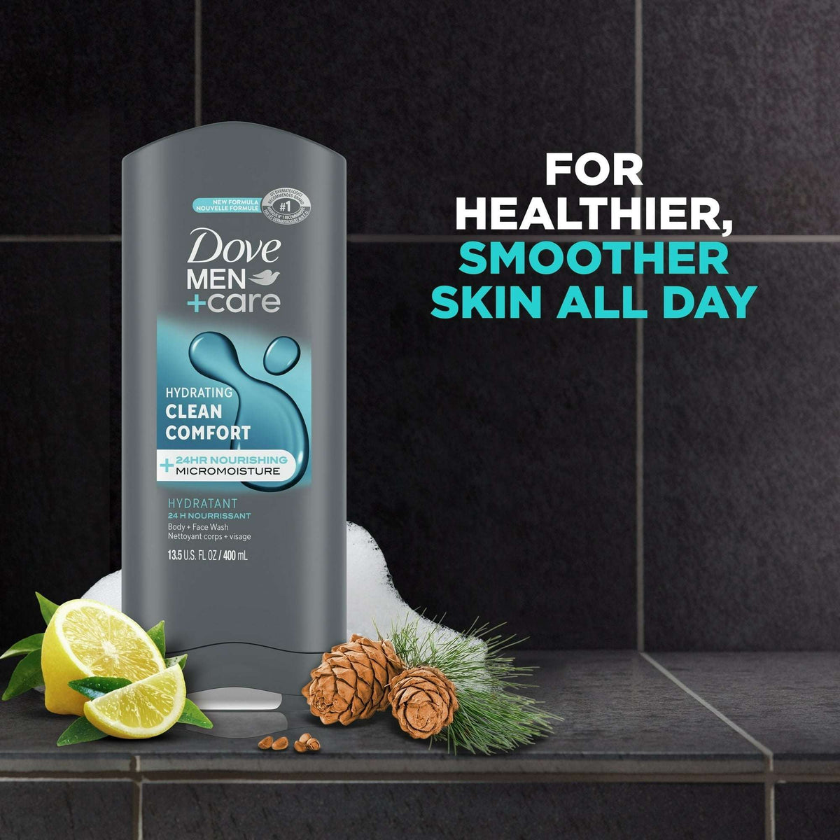 Dove Men+Care Daily Use Face & Body Wash for Men Clean Comfort All Skin, 13.5 oz