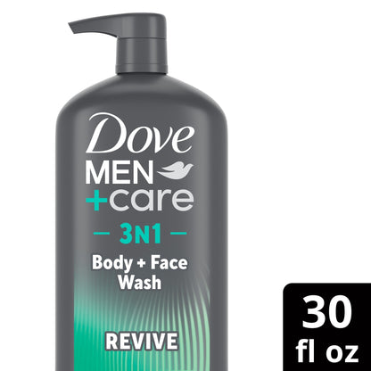Dove Men+Care Body And Face Wash With Tea Tree Oil, Invigorating Revive 3N1 With 24-Hour Nourishing Micromoisture Technology, ,30 fl oz (Pack of 3)