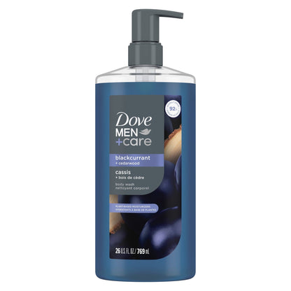 Dove Men Care Body Wash to Rebuild Skin in the Shower Blackcurrant with Plant-Based Cleansers and Moisturizers, 26 fl oz