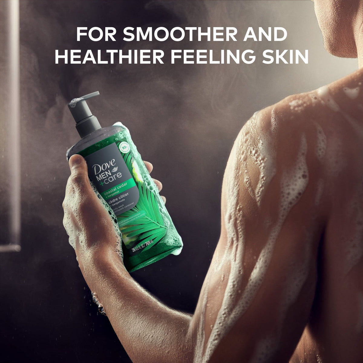 Dove Men Care Body Wash to Rebuild Skin in the Shower Coastal Cedar with Plant-Based Cleansers and Moisturizers, 26 oz