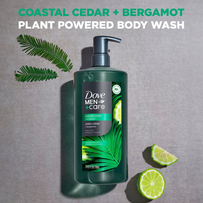 Dove Men Care Body Wash to Rebuild Skin in the Shower Coastal Cedar with Plant-Based Cleansers and Moisturizers, 26 oz