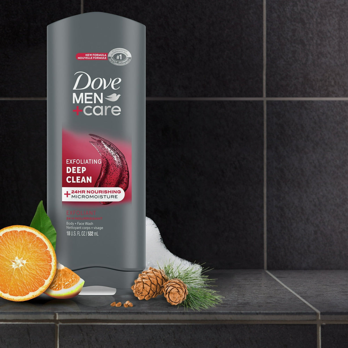 (4 pack) Dove Men+Care Exfoliating Deep Clean Face & Body Wash for Men Citrus + Cedar, 18 oz(4 pack) Dove Men+Care Exfoliating Deep Clean Face & Body Wash for Men Citrus + Cedar, 18 oz