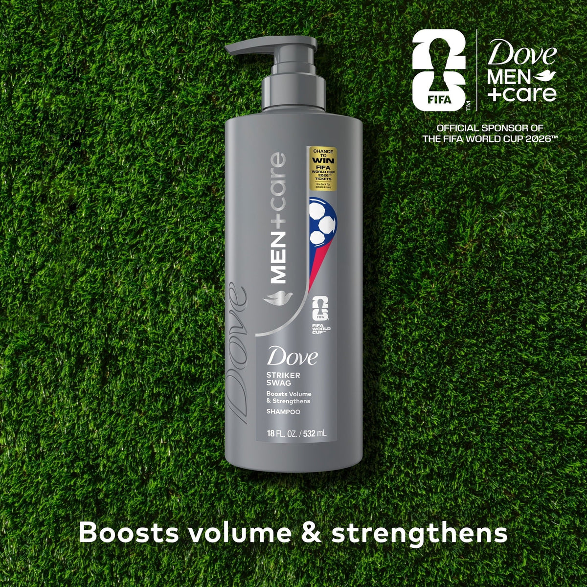 Dove Men+Care Hair Care To Boost Volume & Strengthen Hair Striker Swag With A Chance To Win FIFA WORLD CUP 2026 ™ Tickets, 18 fl oz  (PACK OF 3 )