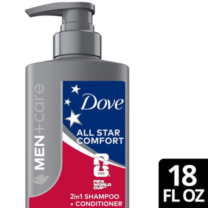 (3 PACK ) Dove Men+Care Limited Edition FIFA Shampoo & Conditioner Seal Hydration & Strengthen Hair All Star Comfort, 18 fl oz