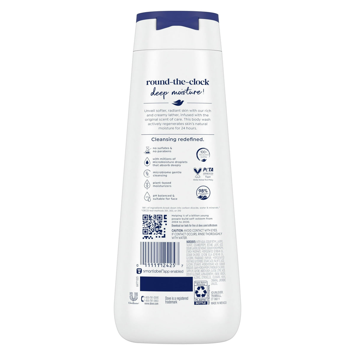 Dove Moisturizing Liquid Body Wash Cleanser for Women Deep Moisture, 20 oz
