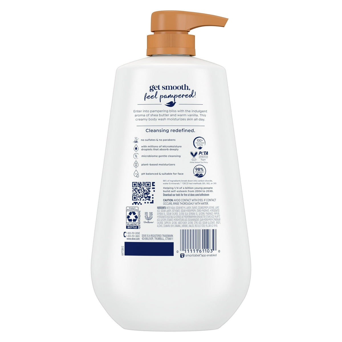 Dove Pampering Gentle Body Wash for Women Shea Butter & Vanilla, 30 fl oz
