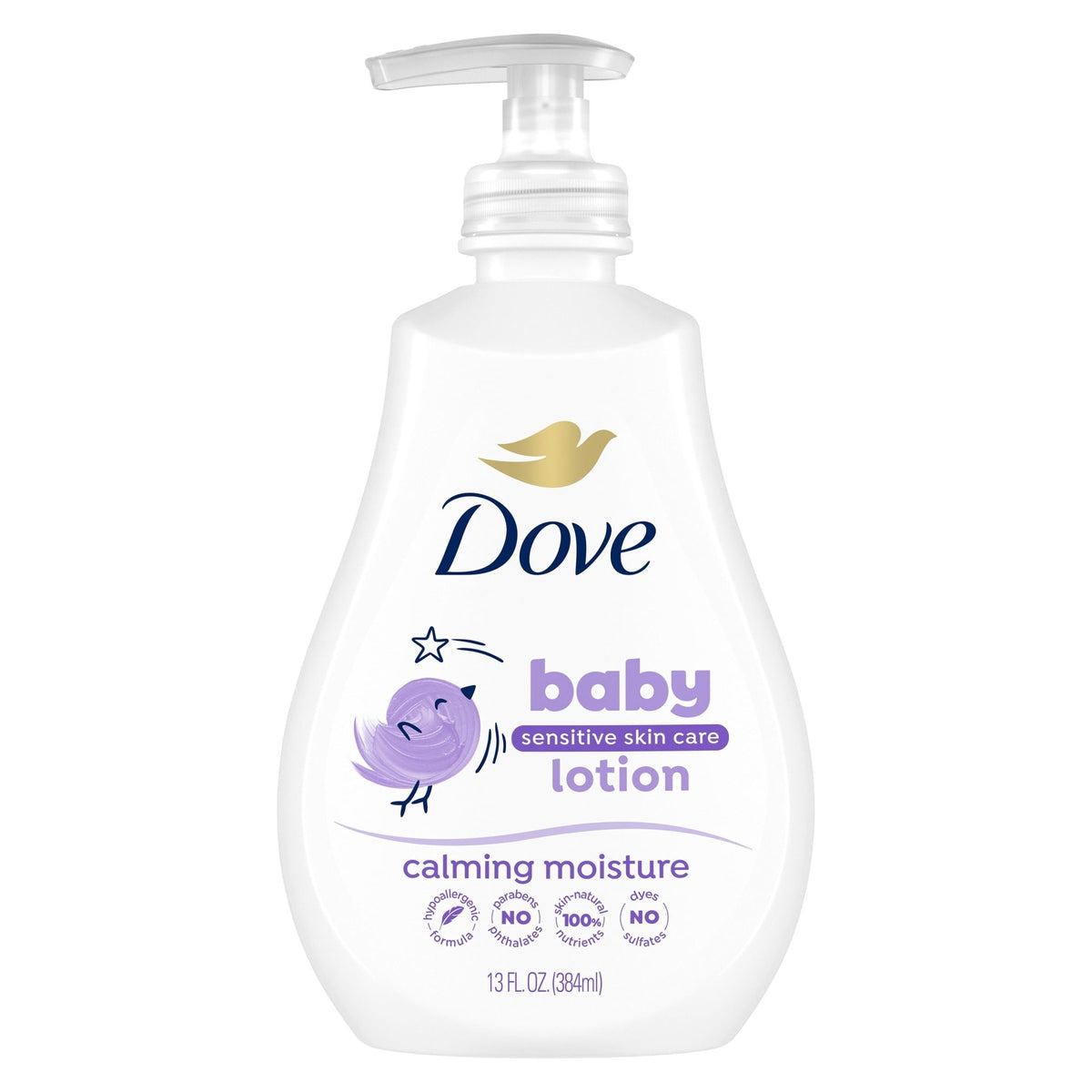 Dove Sensitive Skin Care Baby Lotion Calming Moisture for a Soothing Scented Lotion Calming Moisture Hypoallergenic and Dermatologist-Tested, 13 Fl oz
