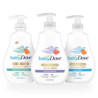 Dove Sensitive Skin Care Baby Lotion Calming Moisture for a Soothing Scented Lotion Calming Moisture Hypoallergenic and Dermatologist-Tested, 13 Fl oz