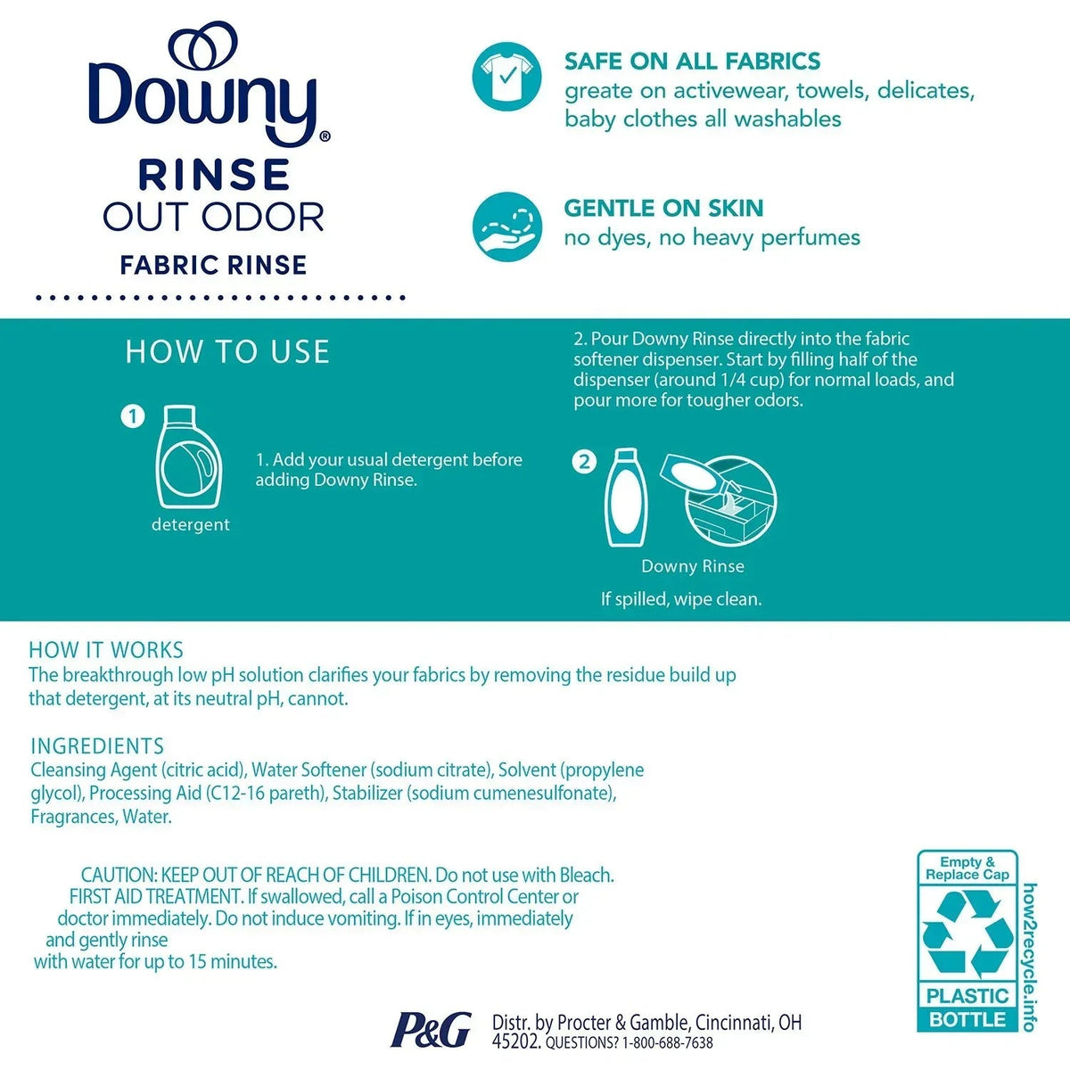 Downy Rinse Laundry Odor Remover, Cool Cotton, 87.5 fl. oz.