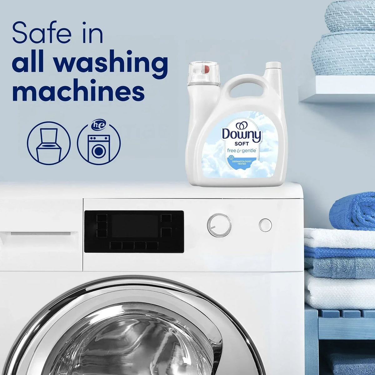 Downy Soft Free & Gentle Liquid Fabric Softener, 257 loads, 150 fl. oz.