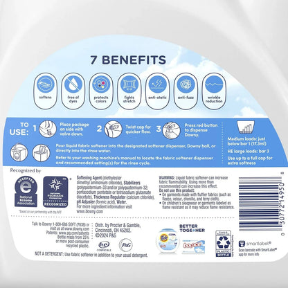 Downy Soft Free & Gentle Liquid Fabric Softener, 257 loads, 150 fl. oz.