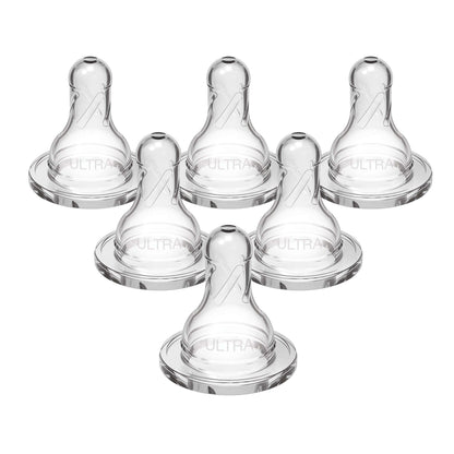 Dr. Brown's Natural Flow Preemie, Narrow Baby Bottle Nipple, Slowest Flow 0m+, 100% Silicone, 6-Pack
