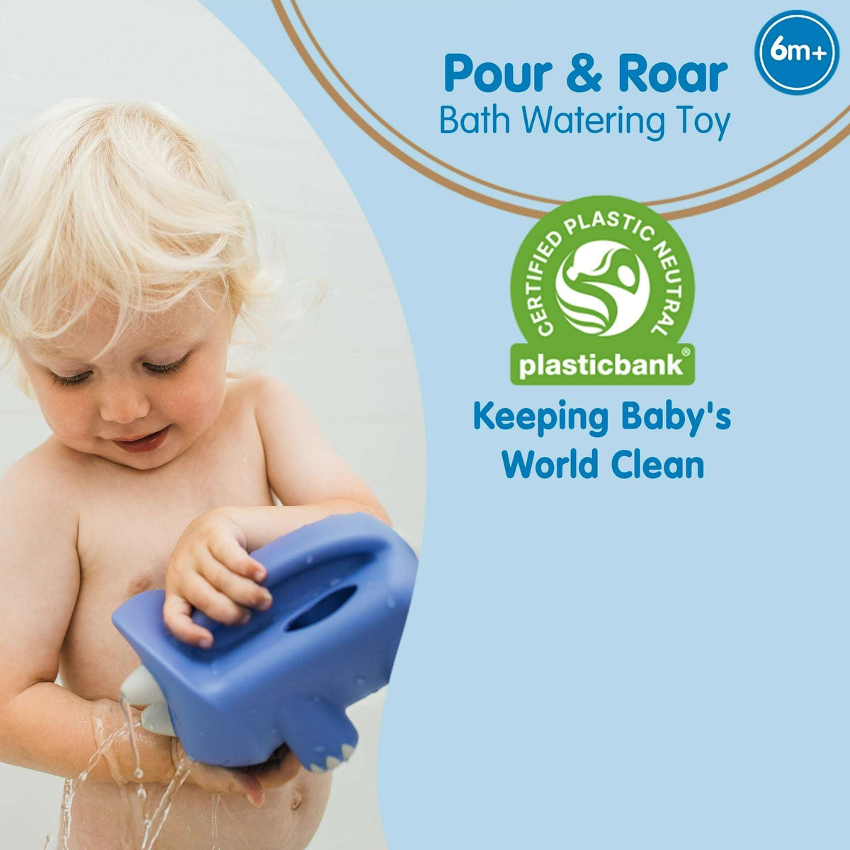 Dr. Brown's Clean up Pour & Roar Watering Can Bath Toy, Baby Bath Essentials Toddler and Kids Toy, 6m+, BPA Free